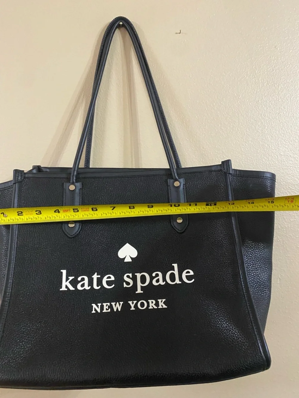 Kate Spade black leather logo tote bag - Picture 4 of 9